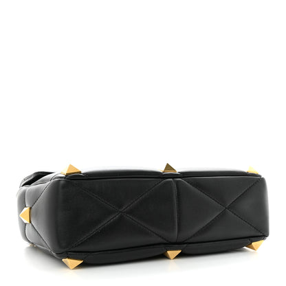 Valentino Garavani Nappa Large Roman Stud Shoulder Bag Black 4 of 11