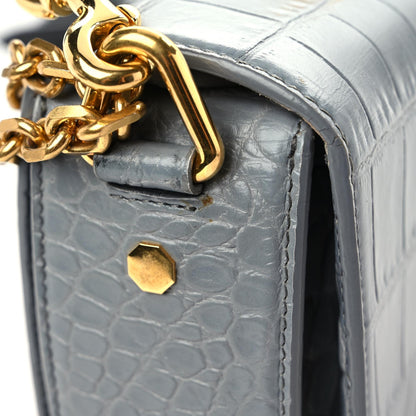 Alexander McQueen Calfskin Crocodile Embossed Box Shoulder Bag 16 Grey 9 of 20