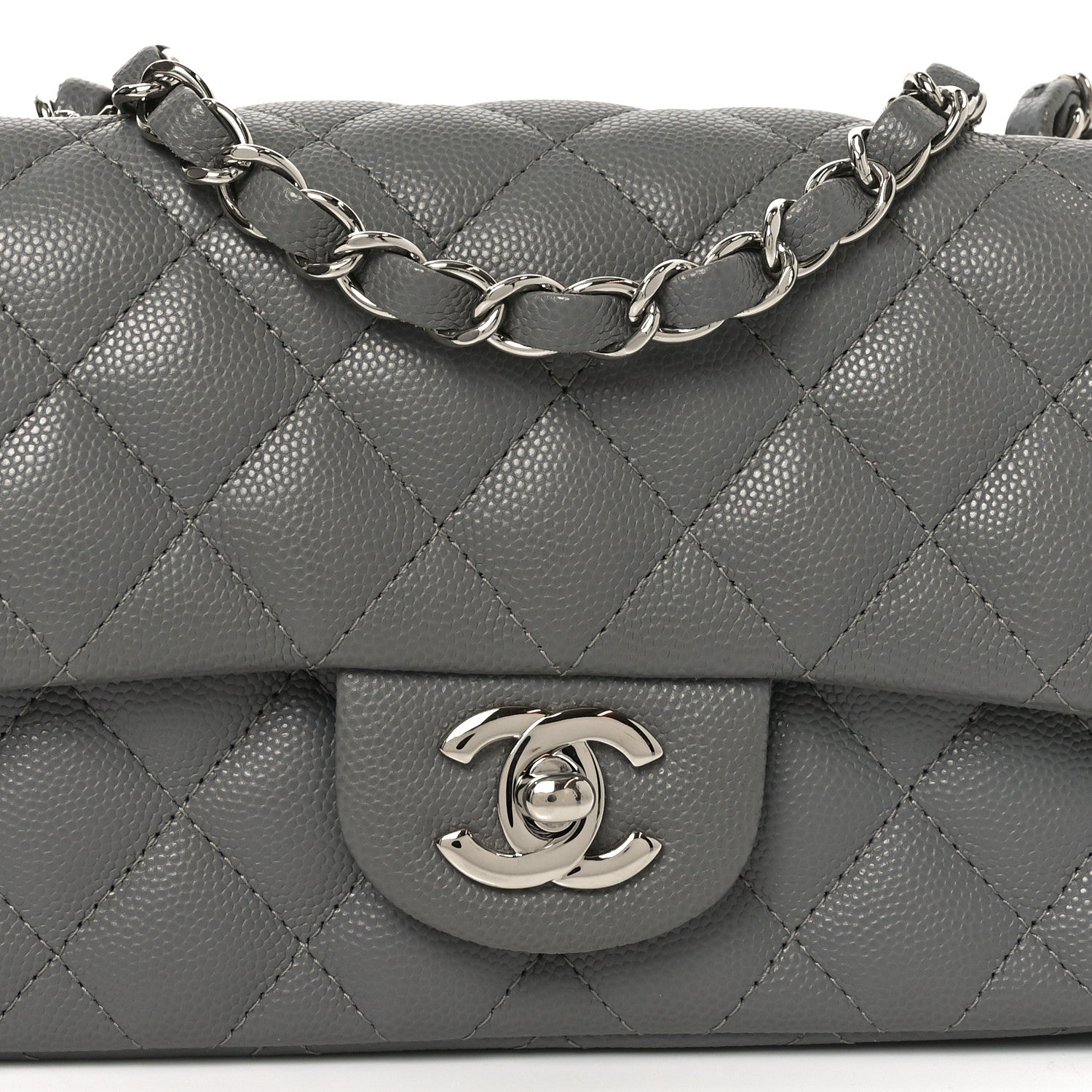 Chanel Caviar Quilted Mini Rectangular Flap Grey 8 of 11