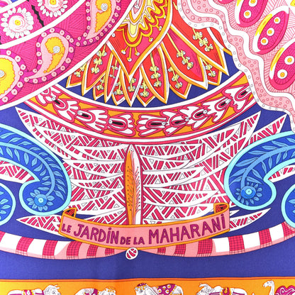 Hermes Silk Jardin De La Maharani Scarf 90 Iris Orange Fuchsia 2 of 6