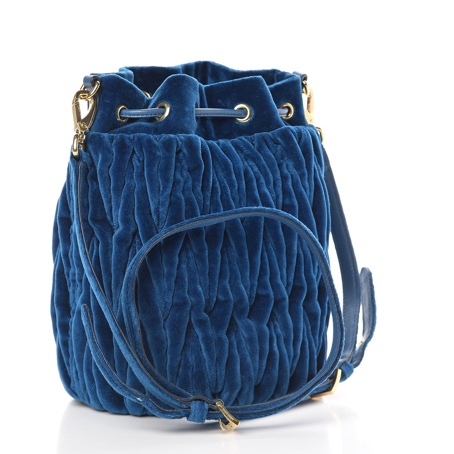 Velluto Matelasse Bucket Bag Cobalto