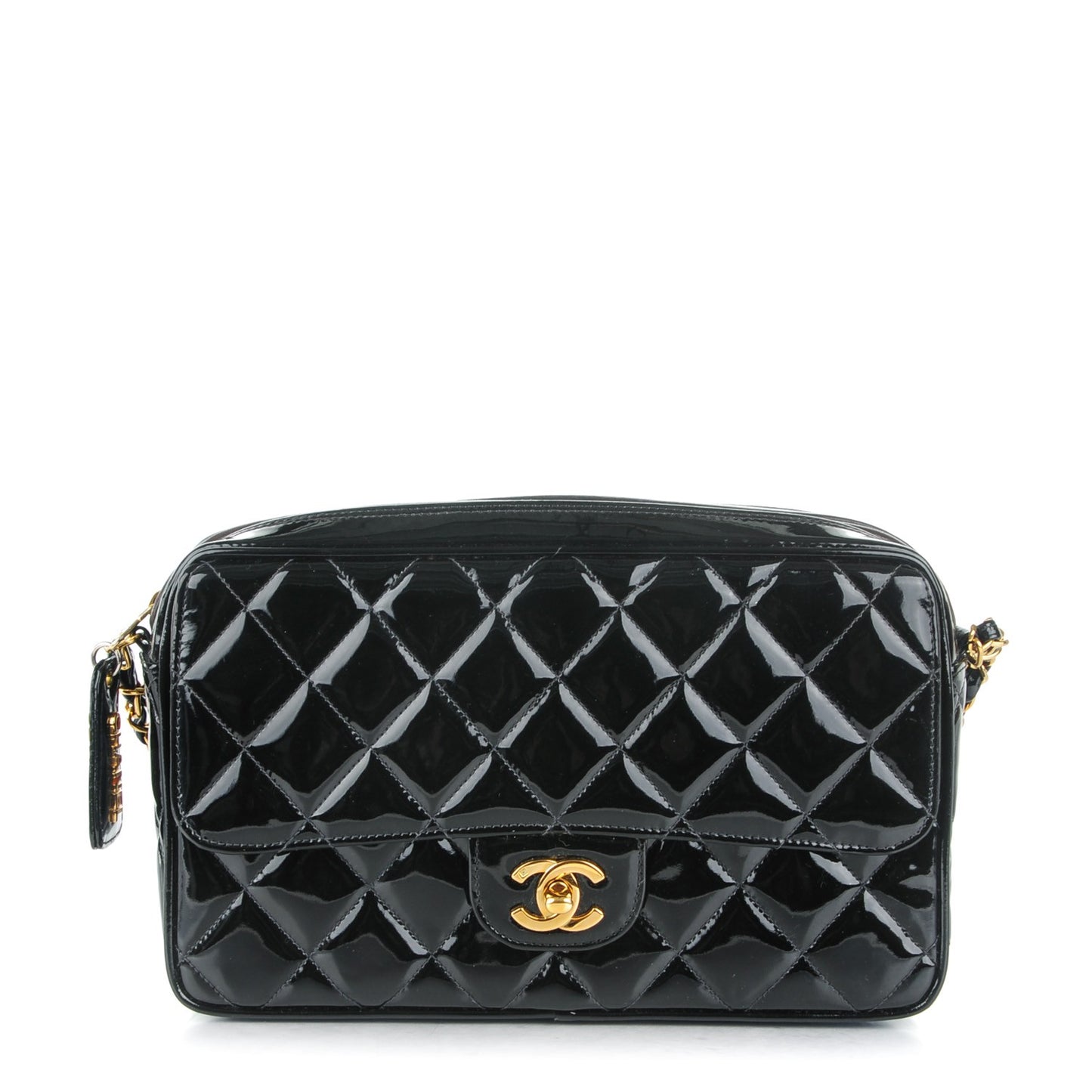 Patent Quilted Flap Camera Case Black