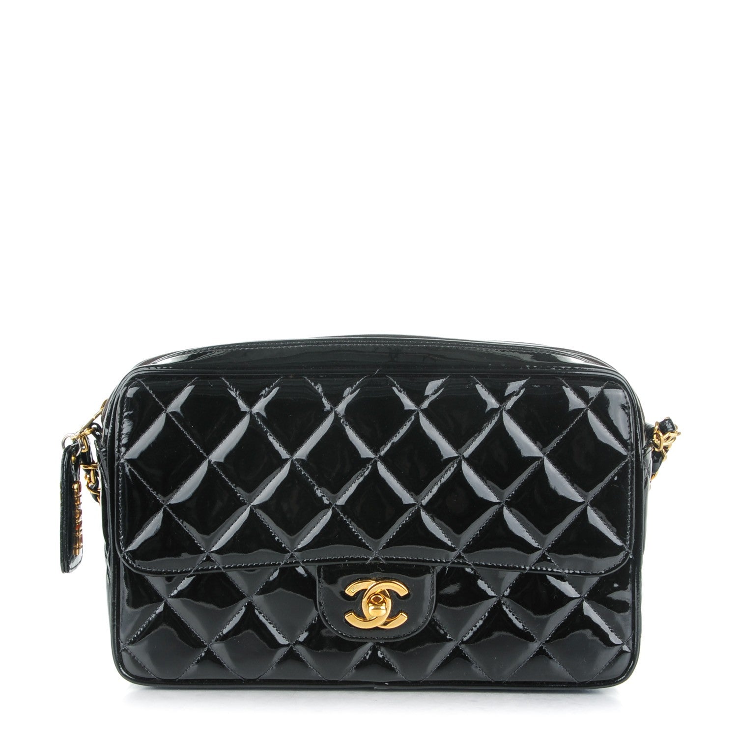 Chanel Patent Quilted Flap Camera Case Black 1 of 11