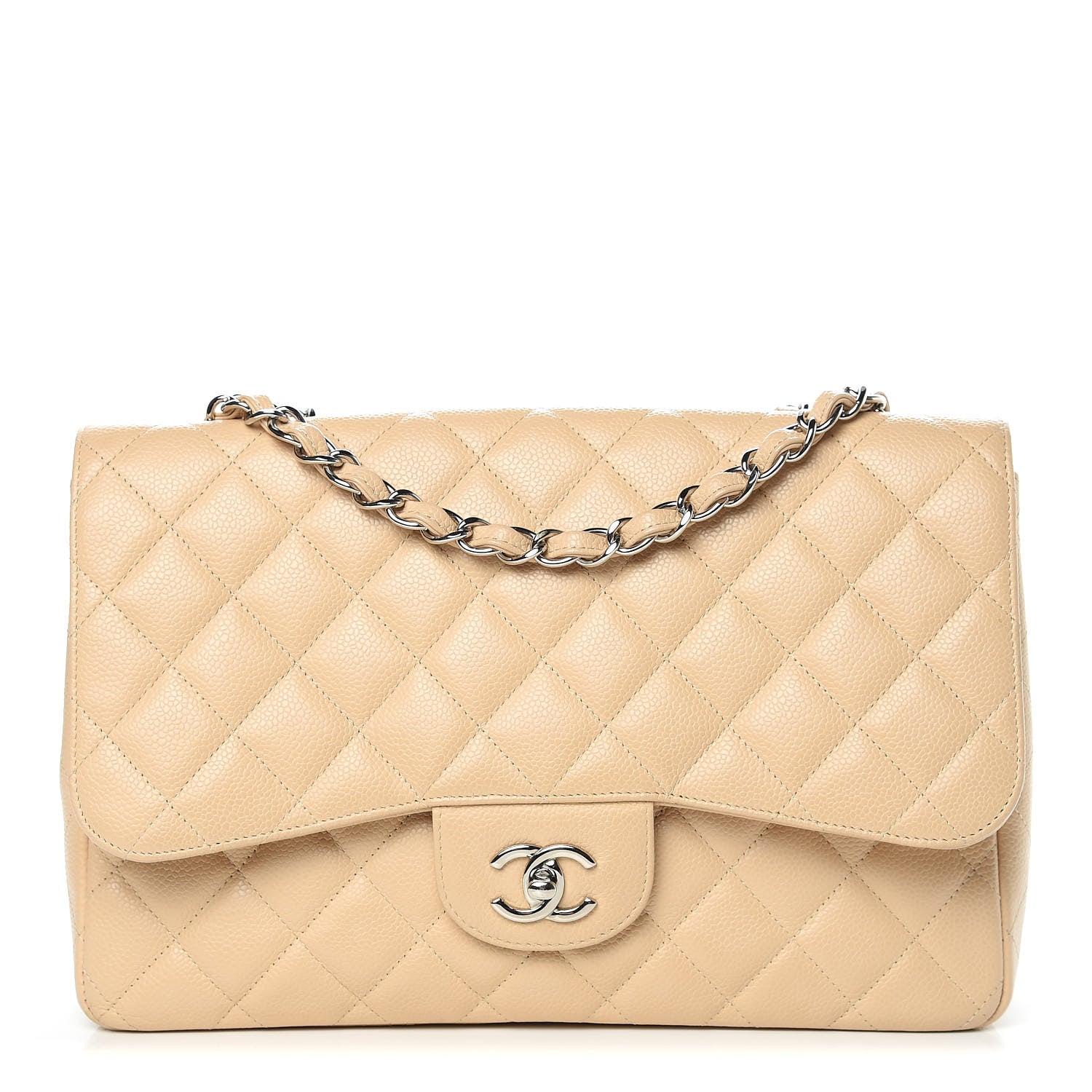 Chanel Caviar Quilted Jumbo Single Flap Beige Clair 1 of 23