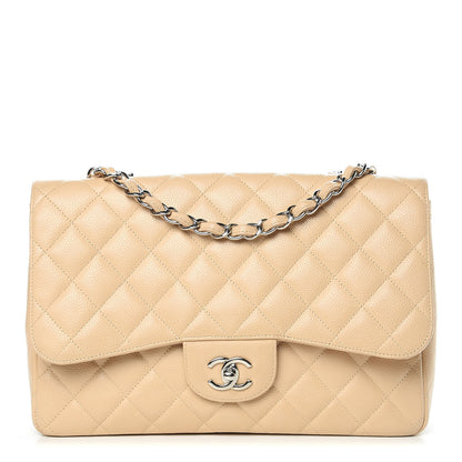Chanel Caviar Quilted Jumbo Single Flap Beige Clair 1 of 23