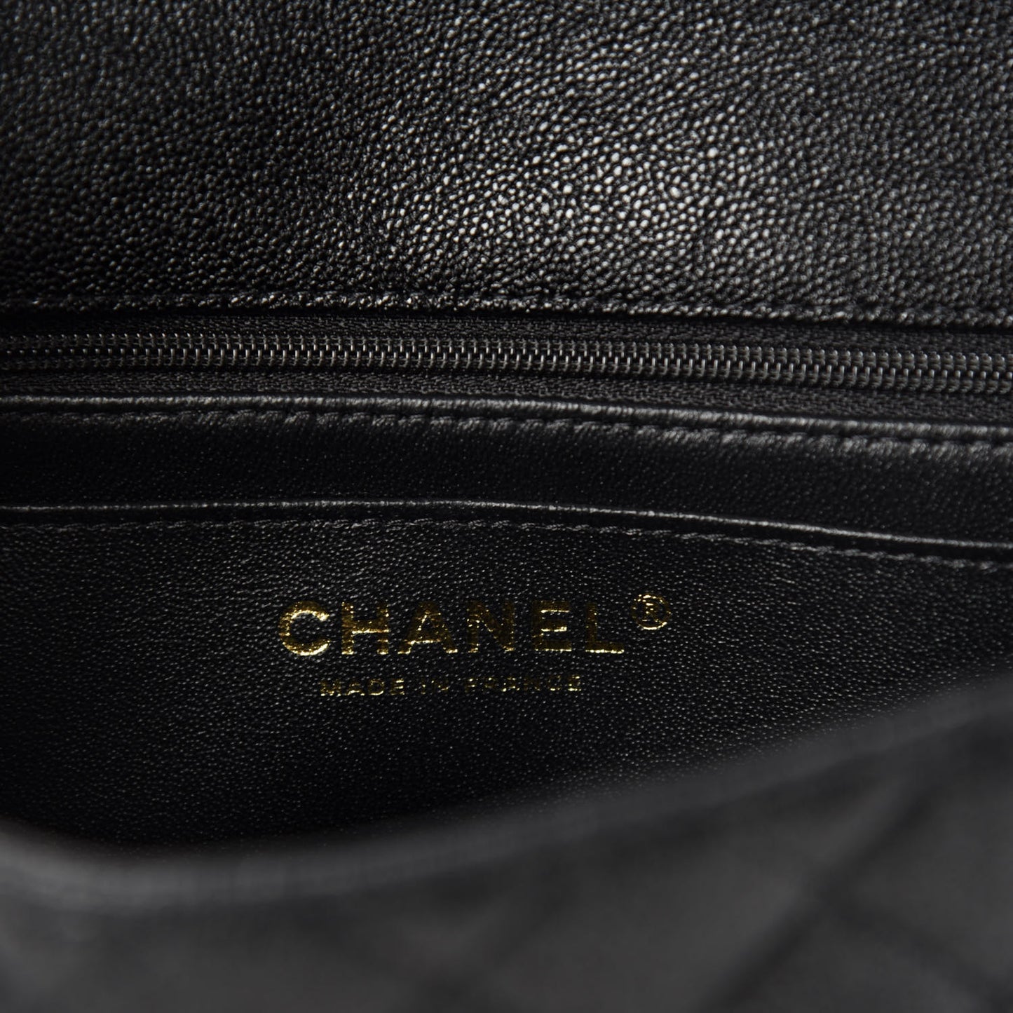 Caviar Quilted Mini Top Handle Rectangular Flap Black