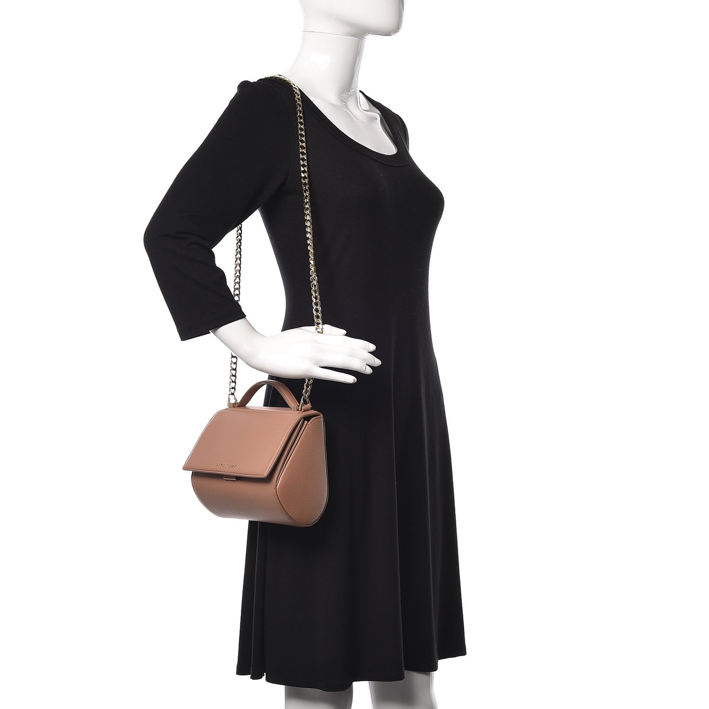 Textured Calfskin Mini Pandora Box Chain Crossbody Bag Old Pink