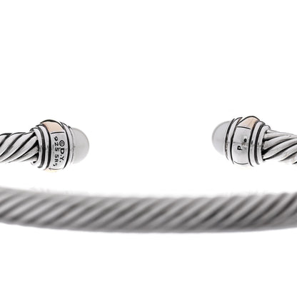 David Yurman Sterling Silver 14K Yellow Gold Cultured Pearl 5mm Cable Classics Petite Color Bracelet 3 of 3