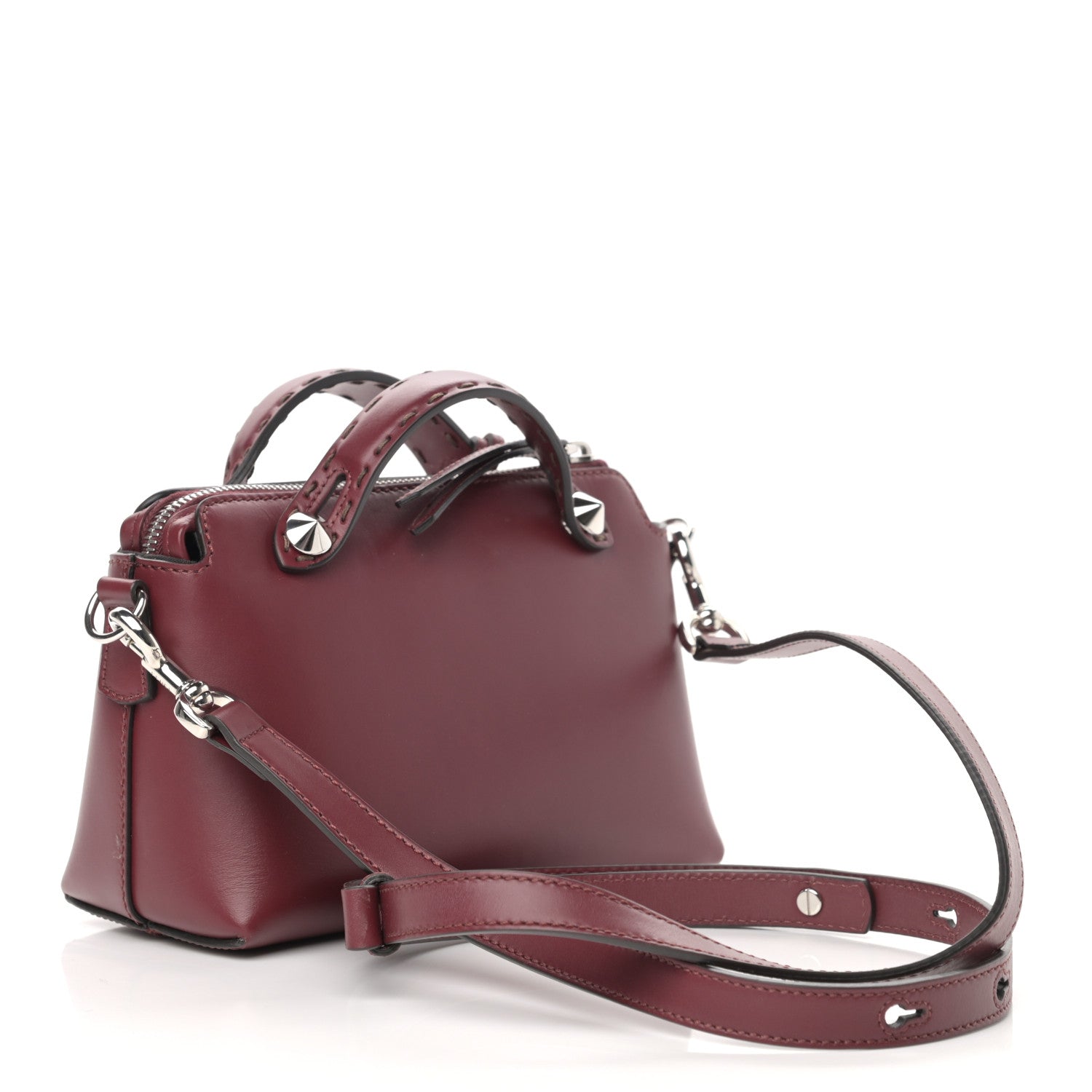 Fendi Vitello King Logo Embossed Mini By The Way Boston Bag Barolo 5 of 27