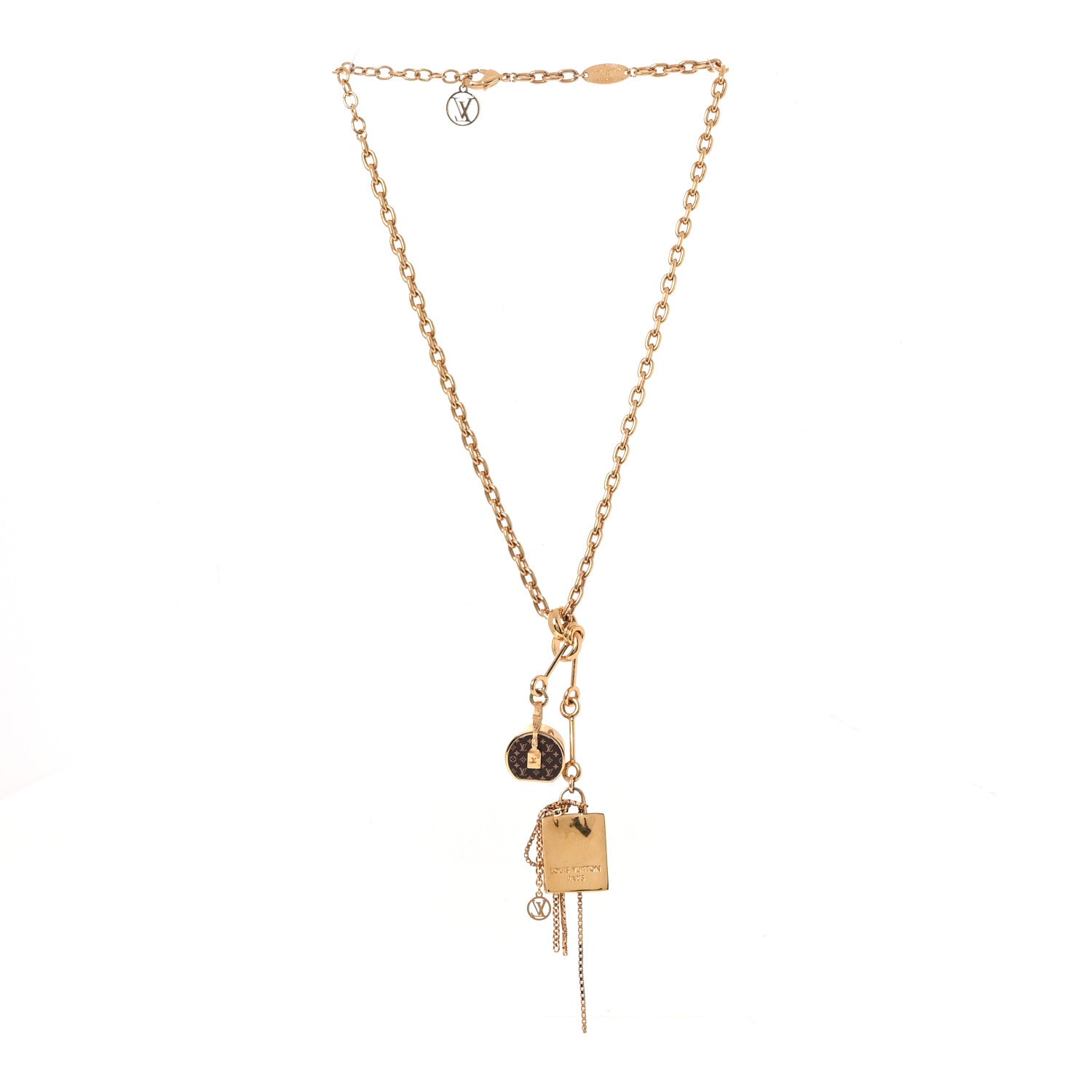 Louis Vuitton Metal Mini Boite Chapeau Pendant Necklace Gold 3 of 6