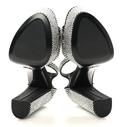 Prada Satin Crystal Triangle Logo 40/135mm Platform Sandals 38.5 Black 5 of 7