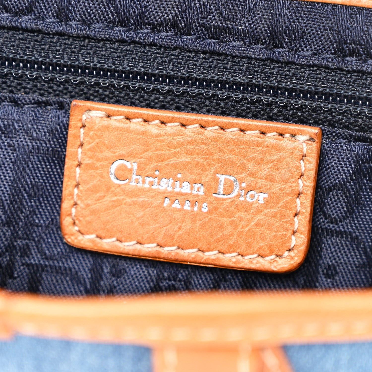 Christian Dior Denim Embroidered Saddle Bag Blue 6 of 10