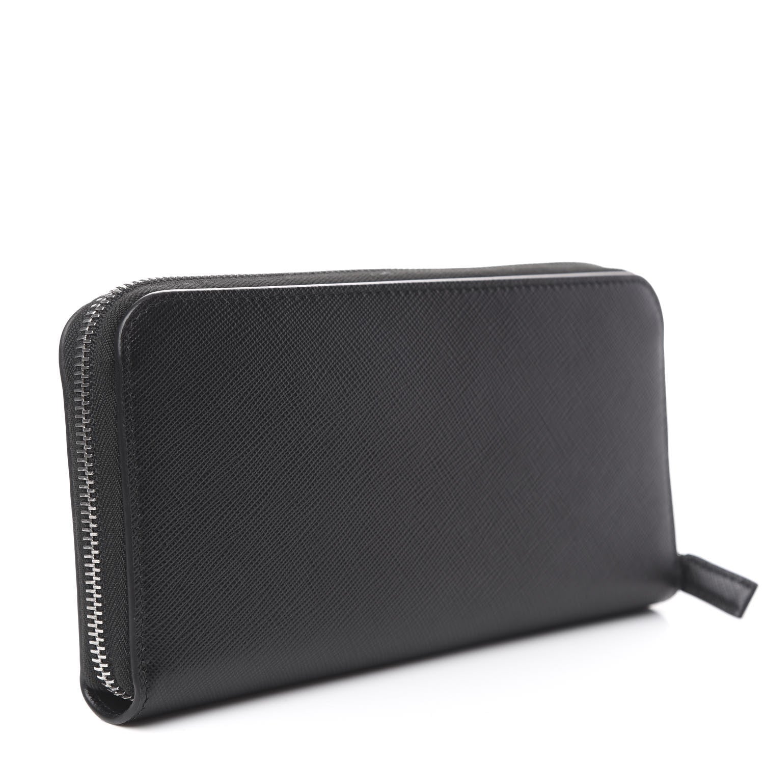 Prada Saffiano Logo Zip Around Wallet Black 2 of 7