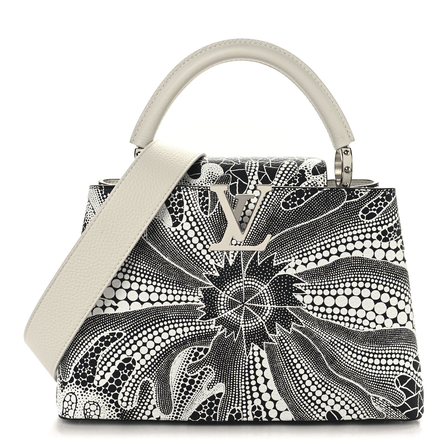 Louis Vuitton LV X YK Taurillon Psychedelic Capucines MM Black White 1 of 8