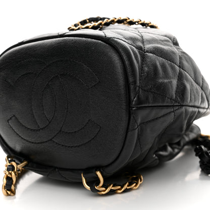Chanel Calfskin Quilted CC Chain Bucket Backpack Black 10 of 12