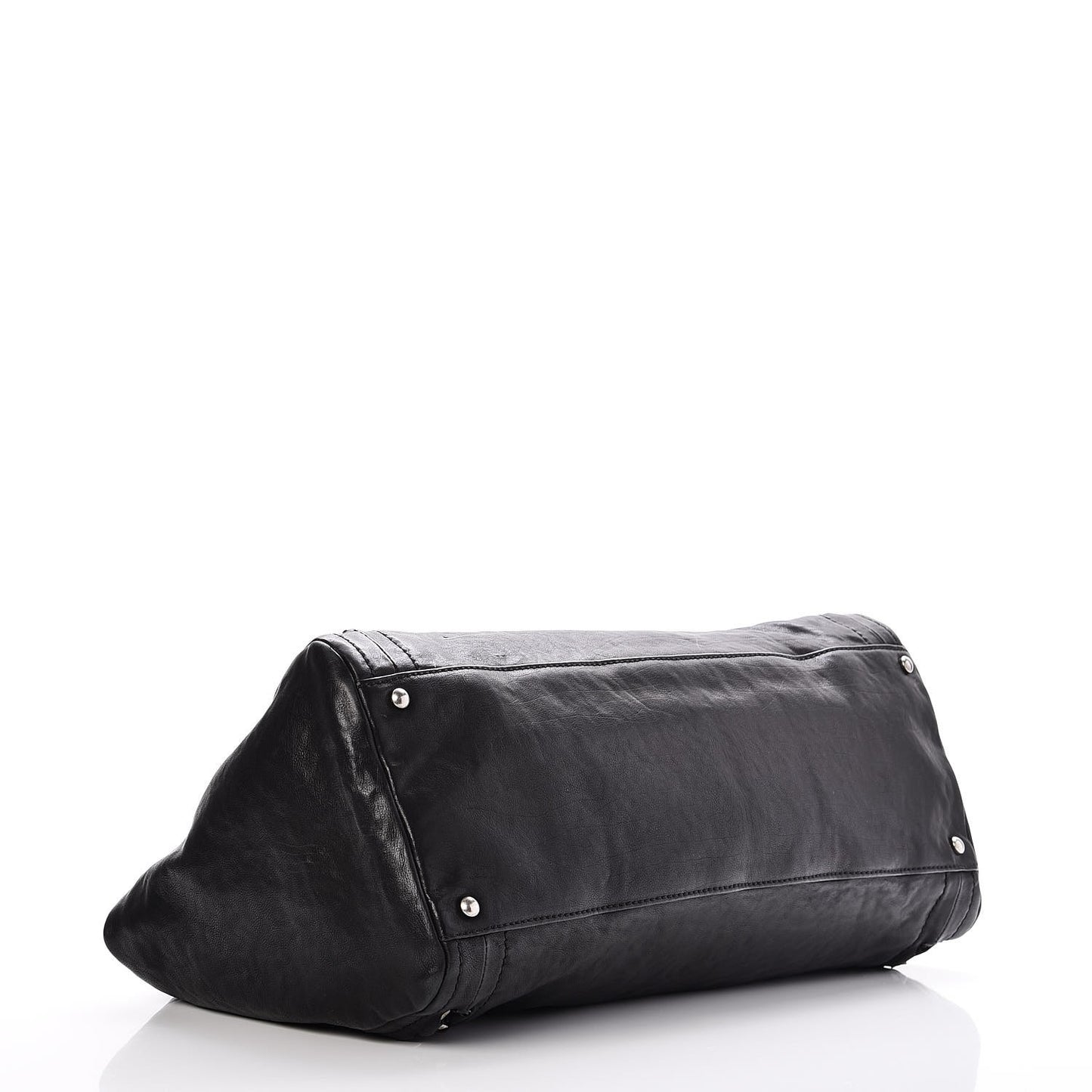 Glazed Calfskin East West Modern Chain Tote Black