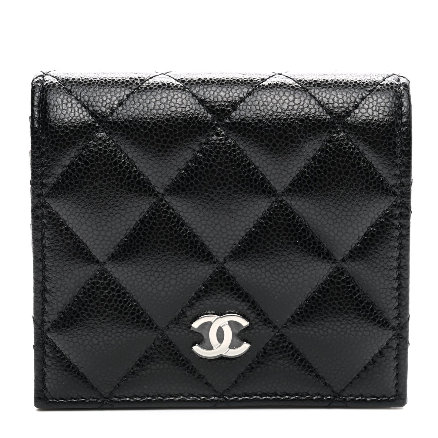 Caviar Quilted Compact Bifold Wallet Black