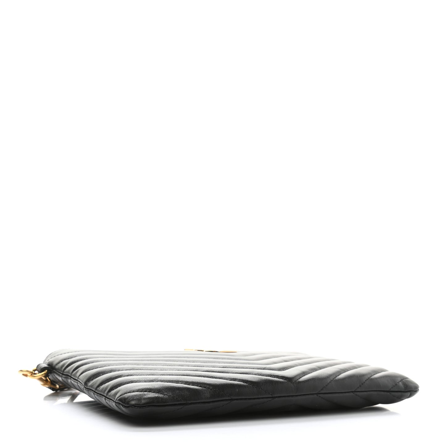 Calfskin Matelasse Chevron Monogram A5 Wristlet Black