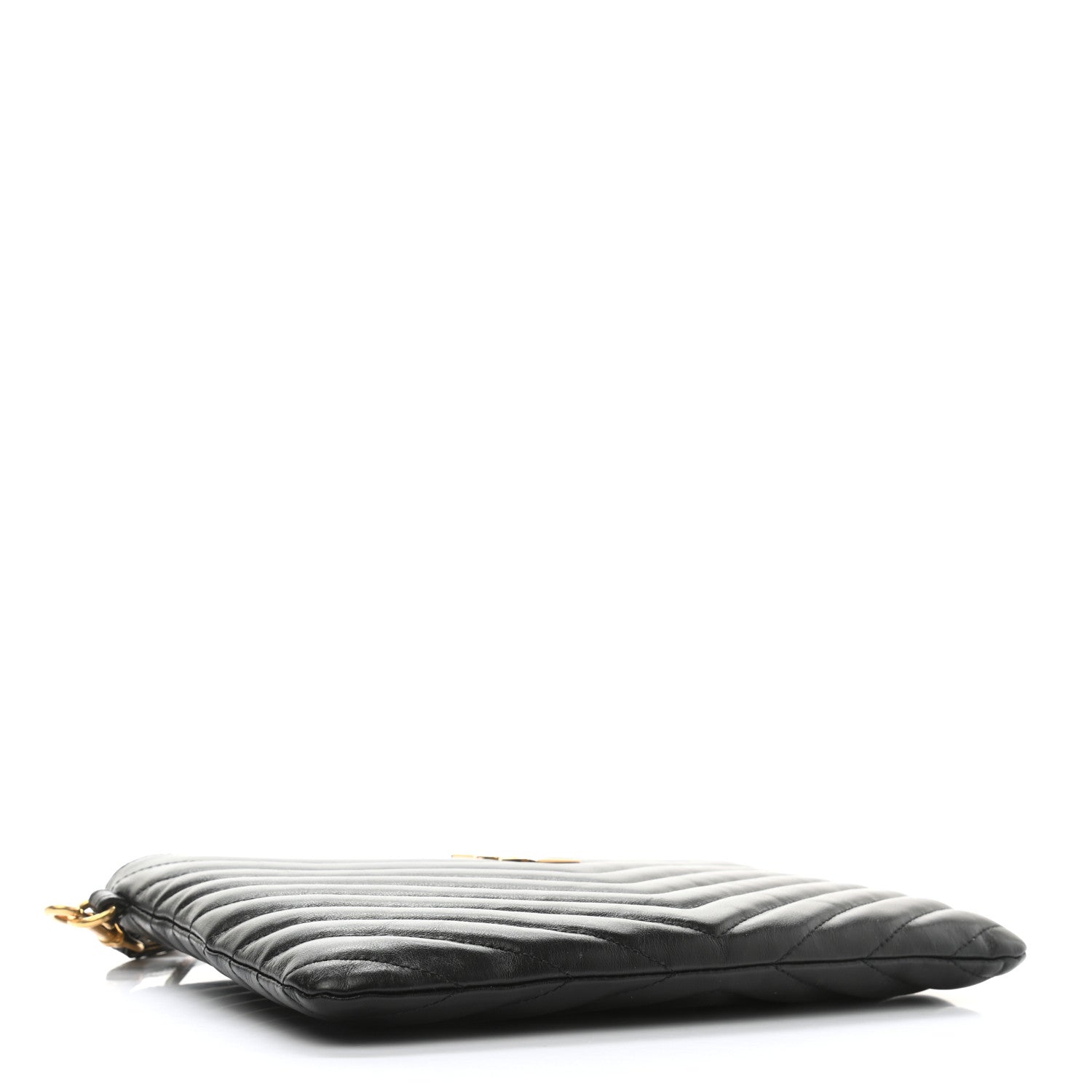 Saint Laurent Calfskin Matelasse Chevron Monogram A5 Wristlet Black 5 of 10