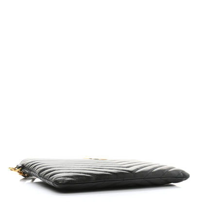 Saint Laurent Calfskin Matelasse Chevron Monogram A5 Wristlet Black 5 of 10