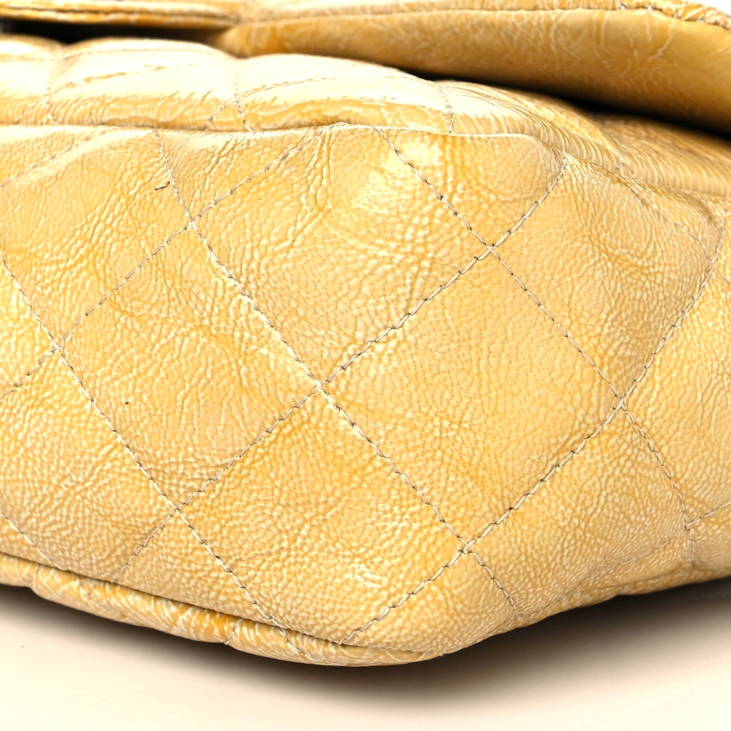 Chanel Crinkled Patent Quilted Jumbo Single Flap Light Beige 10 of 10