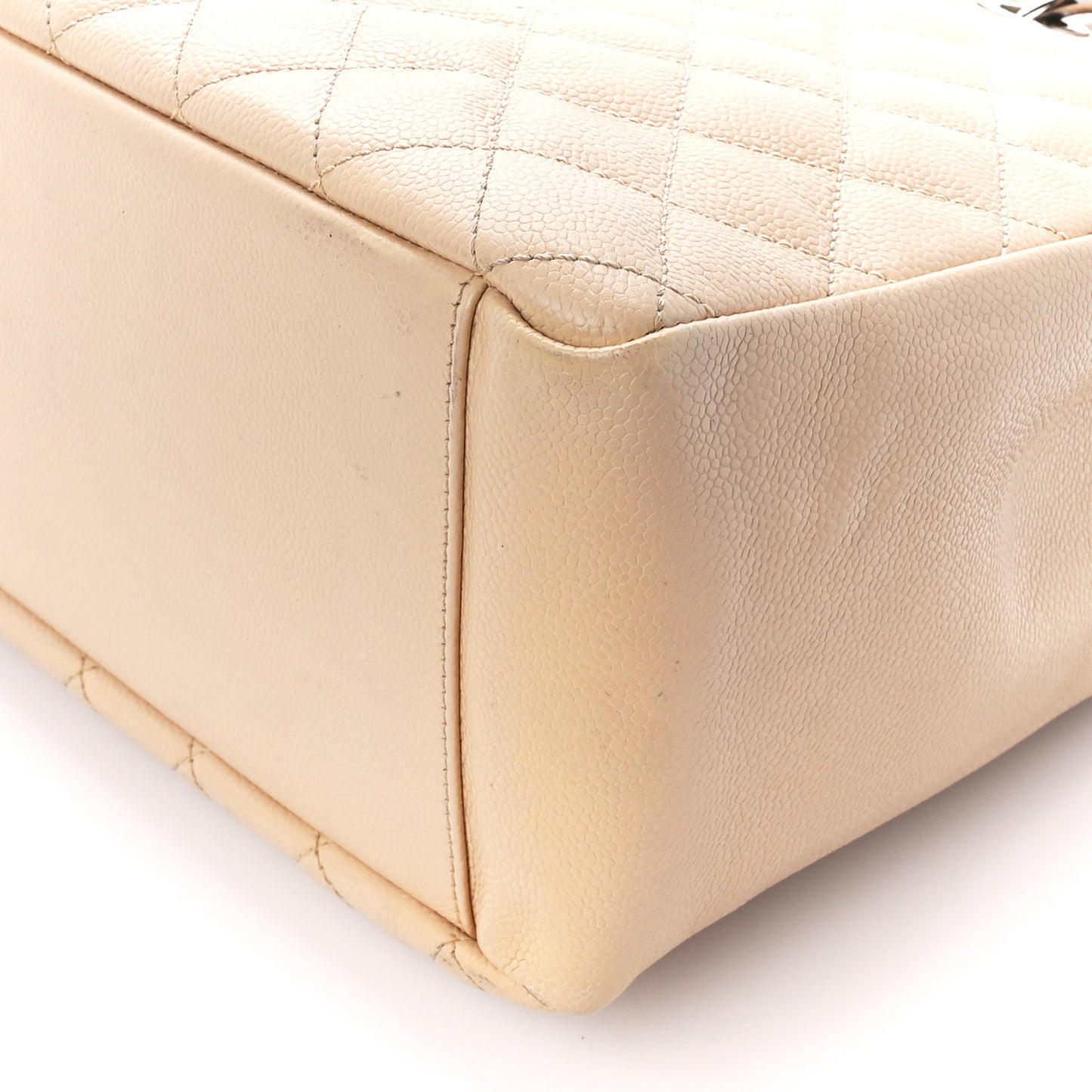 Caviar Quilted Grand Shopping Tote GST Beige Clair