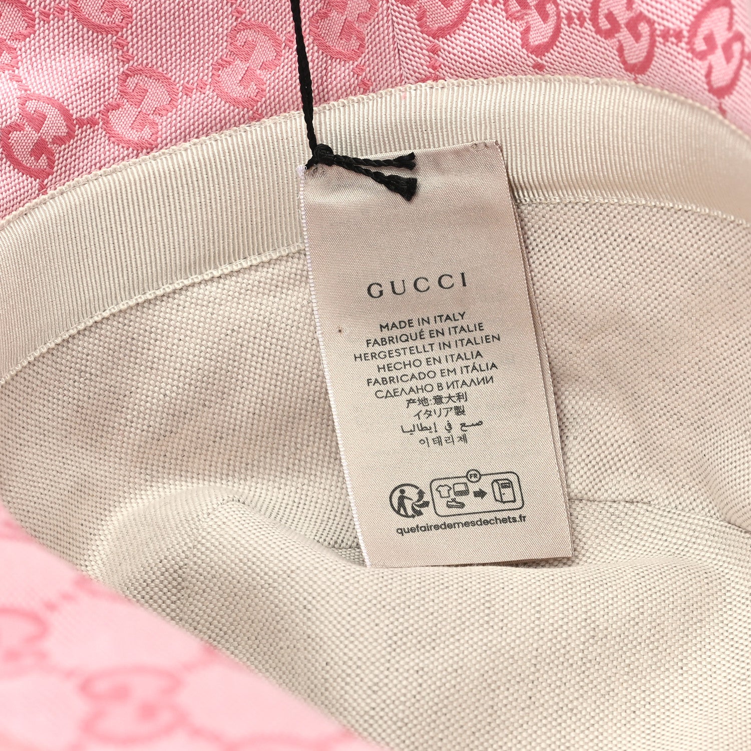 Gucci Monogram Textured Dollar Calfskin GG Jago Bucket Hat M Soft Cotton Candy Dark Cotton Candy 8 of 9