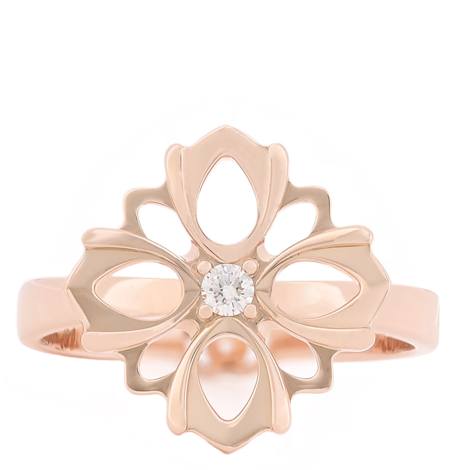 Gucci 18K Rose Gold Diamond Flora Ring 54 6.75 1 of 6