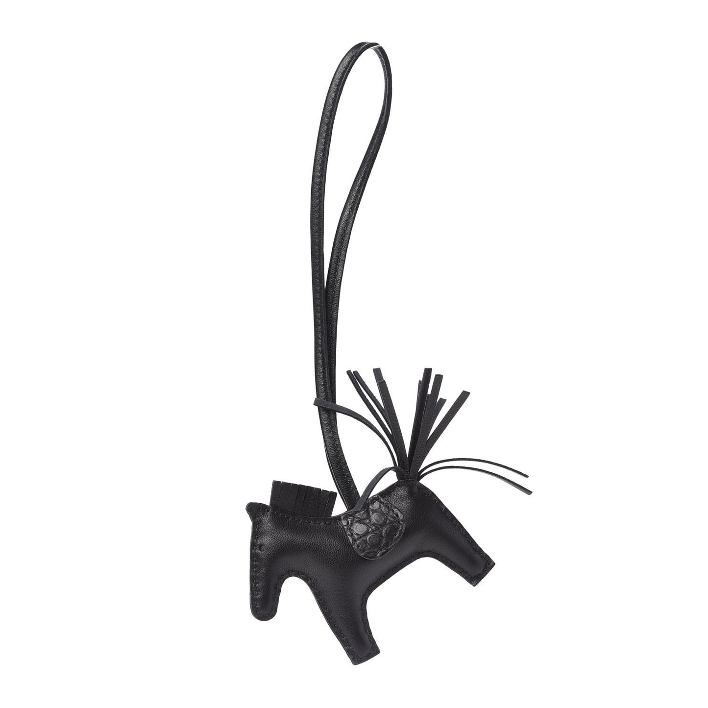 Milo Lambskin Matte Alligator Touch Grigri Rodeo Horse Bag Charm PM So Black