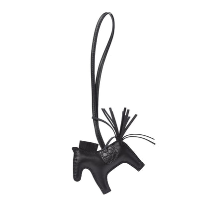 Hermes Milo Lambskin Matte Alligator Touch Grigri Rodeo Horse Bag Charm PM So Black 3 of 5