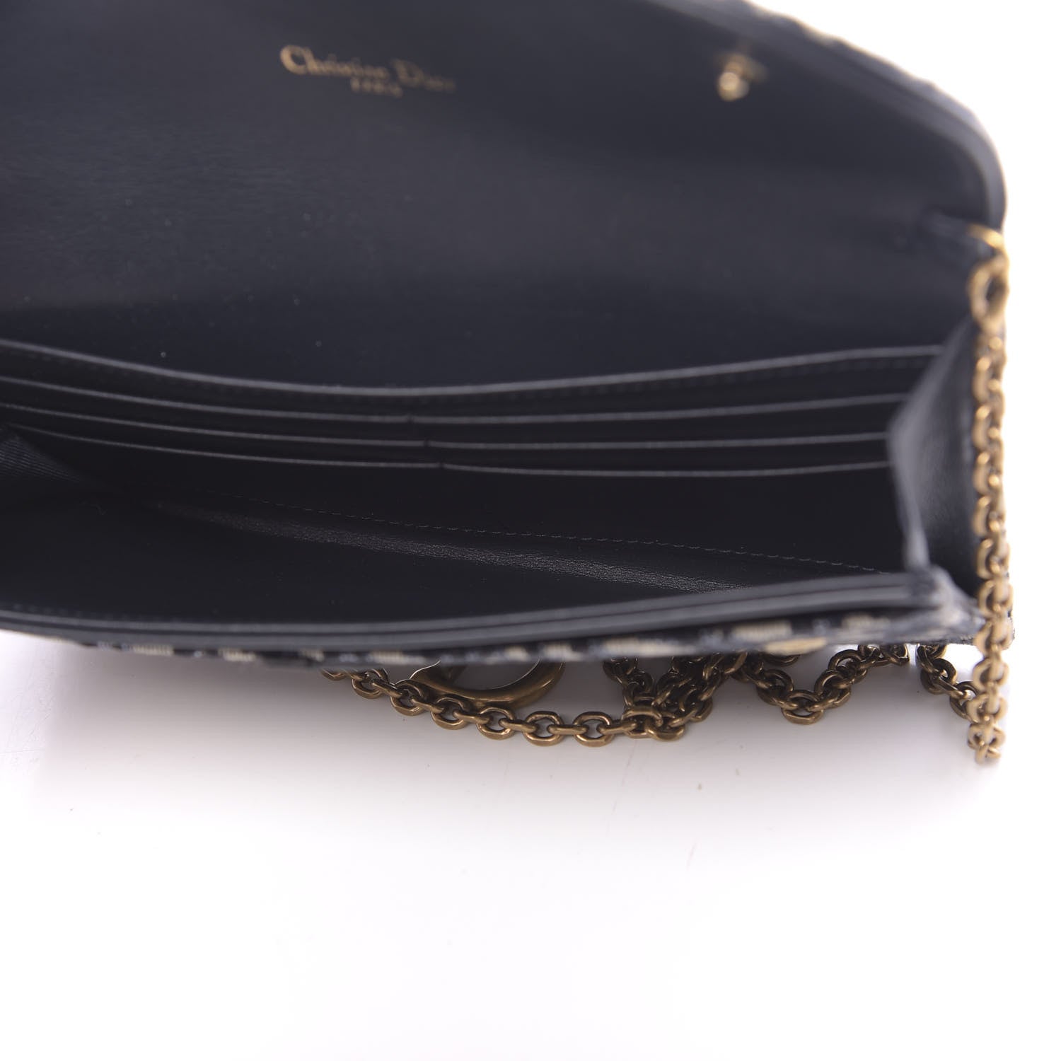 Christian Dior Oblique Saddle Chain Long Wallet Blue 6 of 12