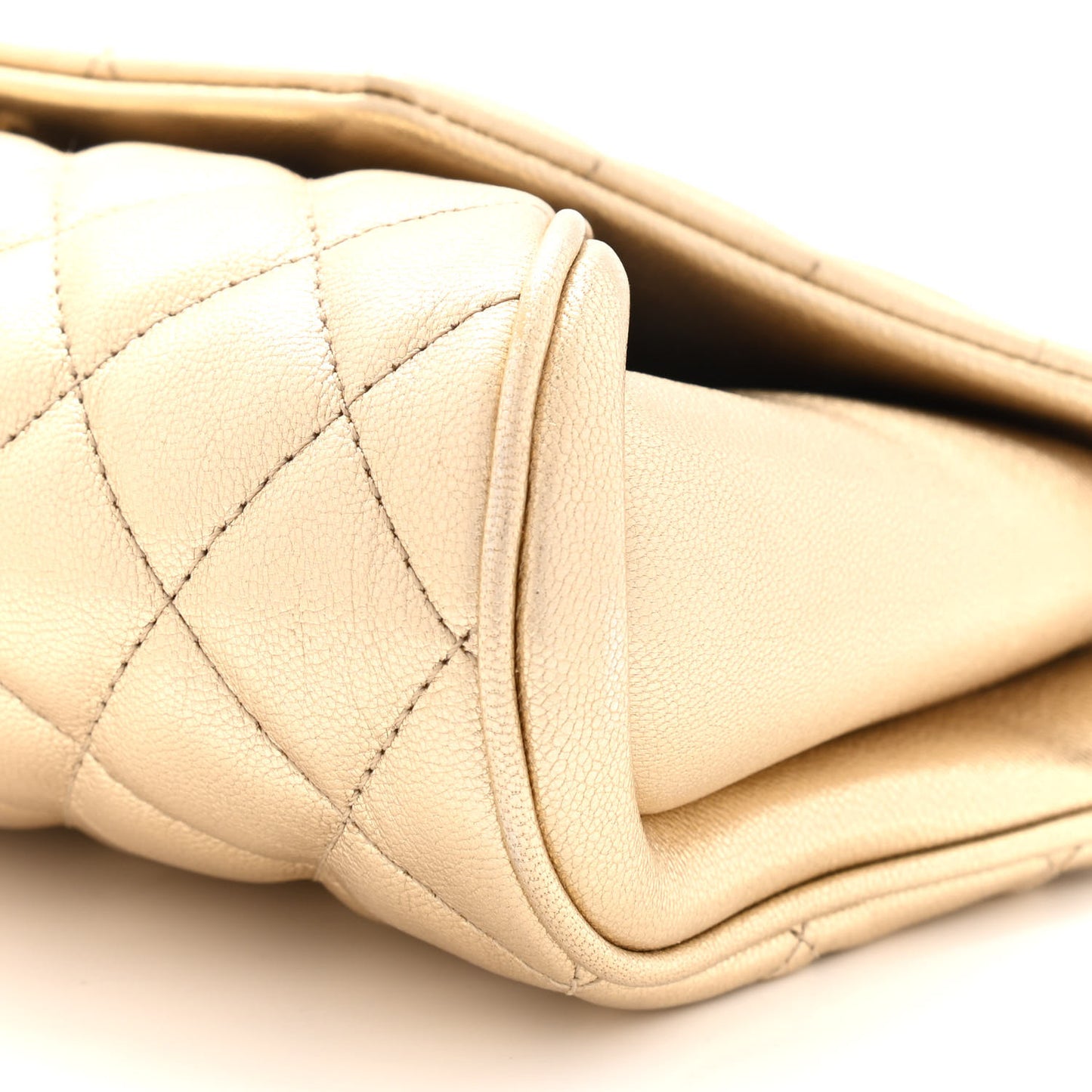 Metallic Lambskin Quilted Fold Up Again Clutch Gold