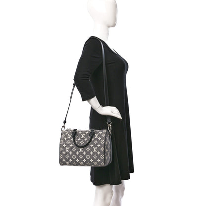 Louis Vuitton Denim Monogram Jacquard Speedy Bandouliere 25 Black 2 of 8