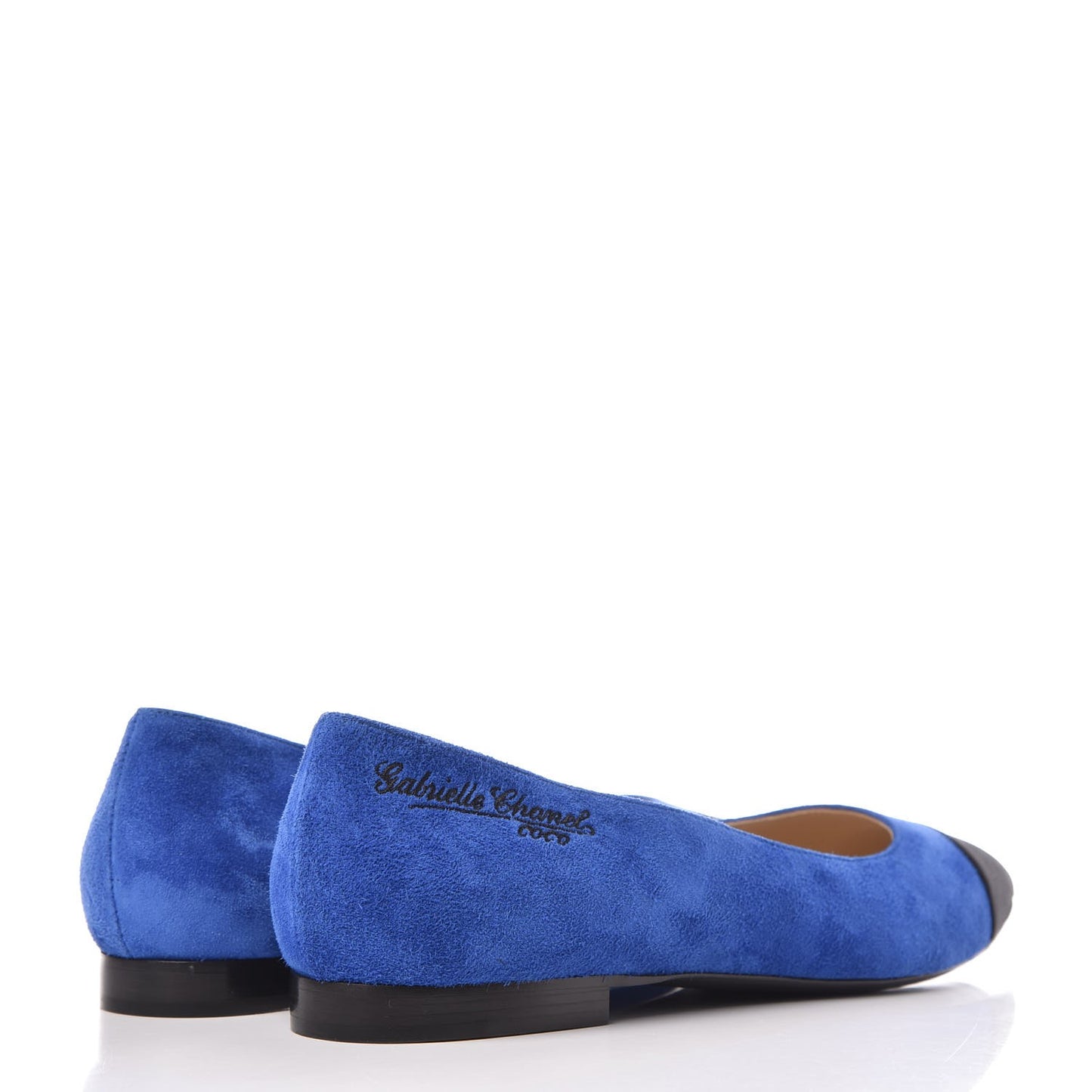 Suede Satin Cap Toe Gabrielle Ballerina Flats 39.5 Royal Blue Black