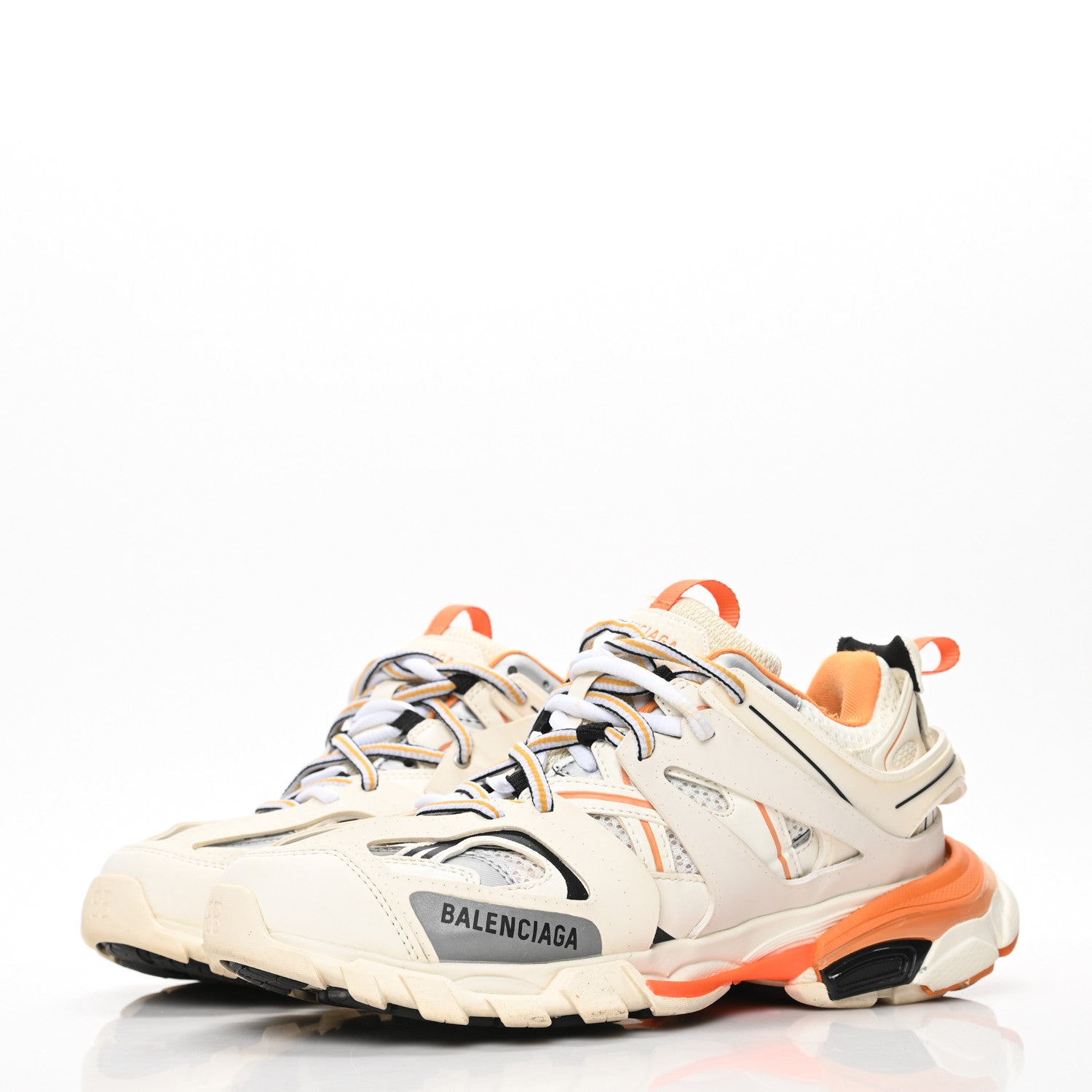 Balenciaga Mesh Nubuck Effect Fabric LED Mens Track Sneakers 40 White Orange 3 of 6