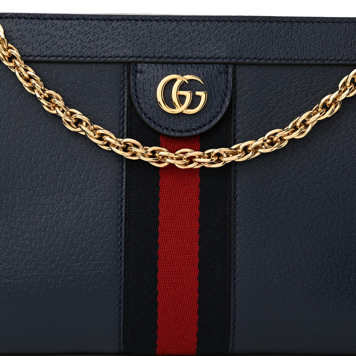 Gucci Textured Calfskin Web Small Ophidia Chain Shoulder Bag Blue Agata 8 of 11