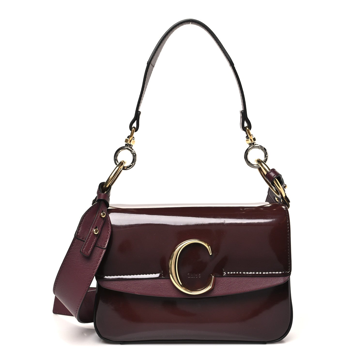 Chloe Spazzolato Sfumato Calfskin Small C Double Carry Burnt Brown 1 of 9