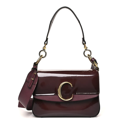 Chloe Spazzolato Sfumato Calfskin Small C Double Carry Burnt Brown 1 of 9