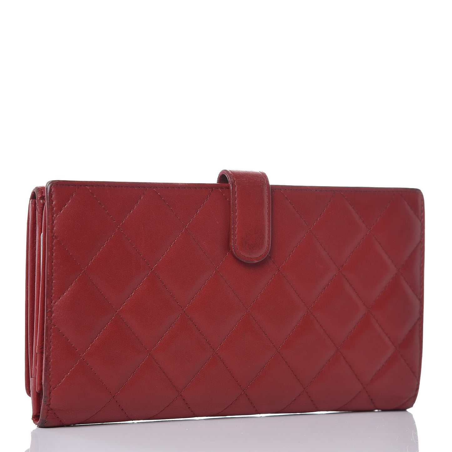 Calfskin Quilted Cambon Long Double Wallet Red
