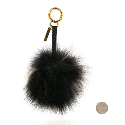 Fendi Fox Fur Pom Pom Bag Charm Black White 2 of 4