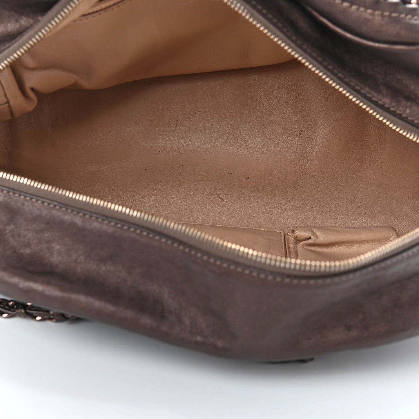 Metallic Goatskin Medium Luxe Ligne Bowler Bronze