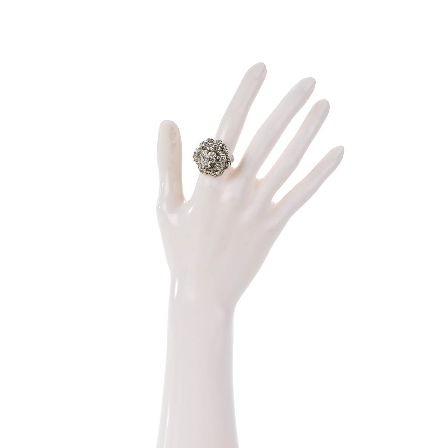 Chanel Strass CC Camellia Ring 6.5 Silver 2 of 5