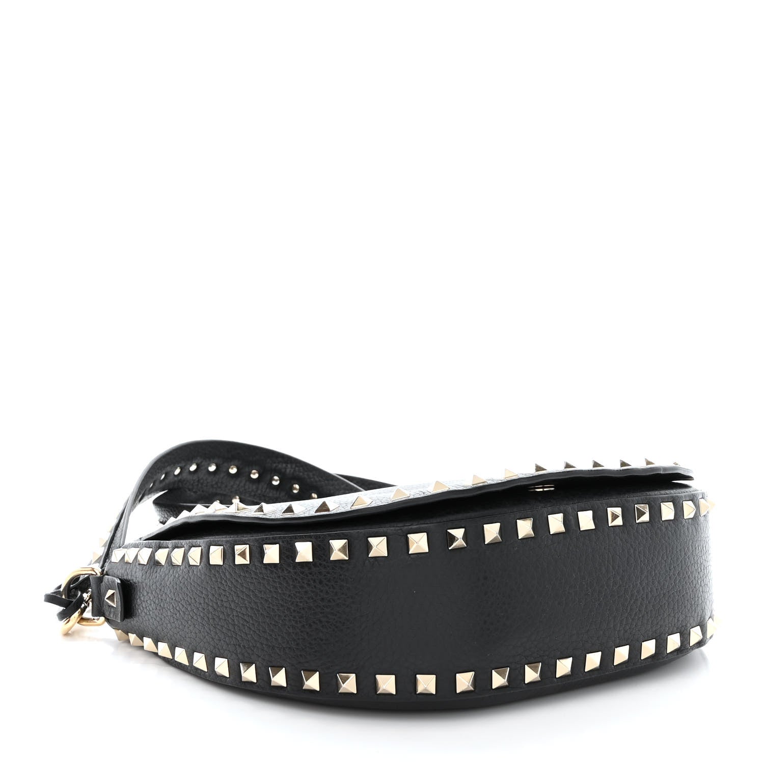 Valentino Garavani Grained Calfskin Rockstud Saddle Bag Black 4 of 12