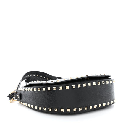 Valentino Garavani Grained Calfskin Rockstud Saddle Bag Black 4 of 12