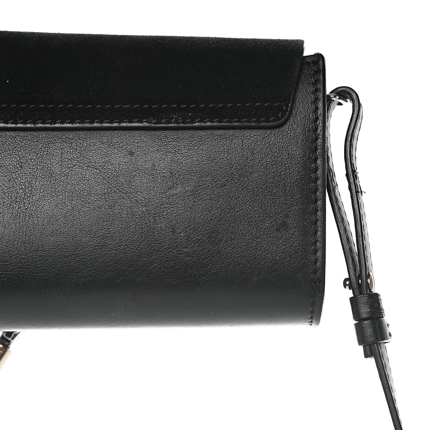 Suede Calfskin Mini Faye Shoulder Bag Black