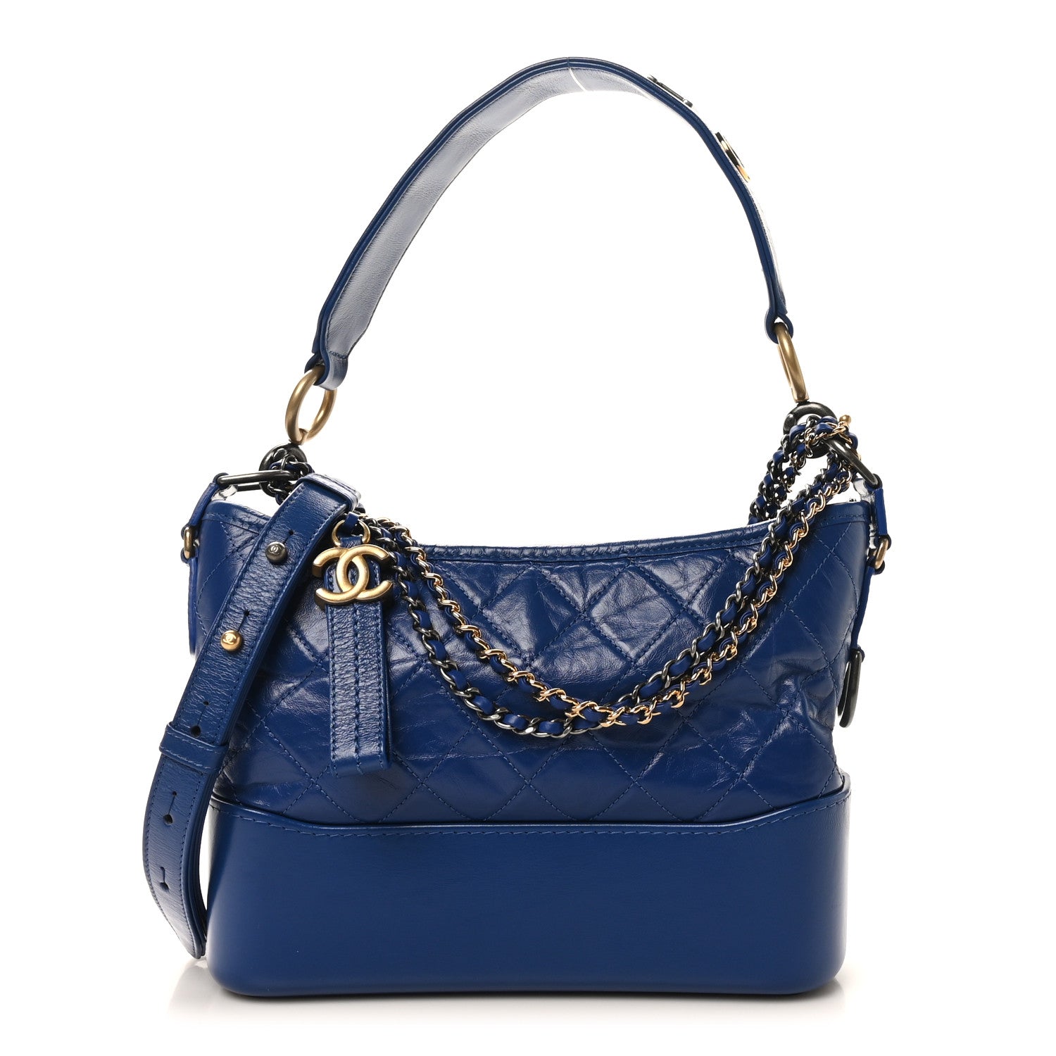 Chanel Aged Calfskin Quilted Medium Gabrielle Logo Hobo Blue 1 of 10