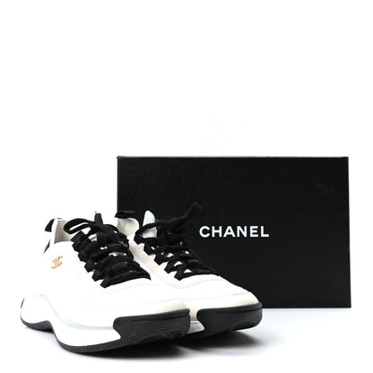 Chanel Velvet Calfskin Mixed Fibers CC Sneakers 40.5 Ivory Black 10 of 10
