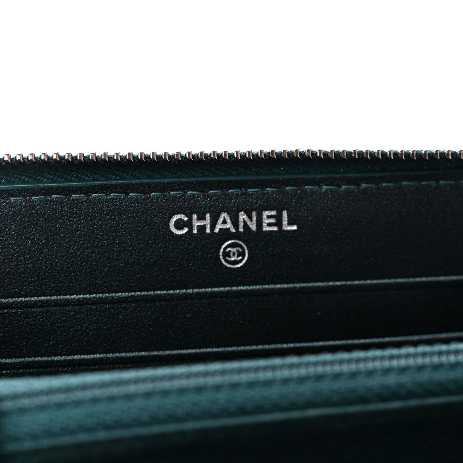 Chanel Iridescent Caviar Quilted Medium Filigree Zip Around Wallet Dark Turquoise 6 of 9