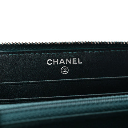 Chanel Iridescent Caviar Quilted Medium Filigree Zip Around Wallet Dark Turquoise 6 of 9