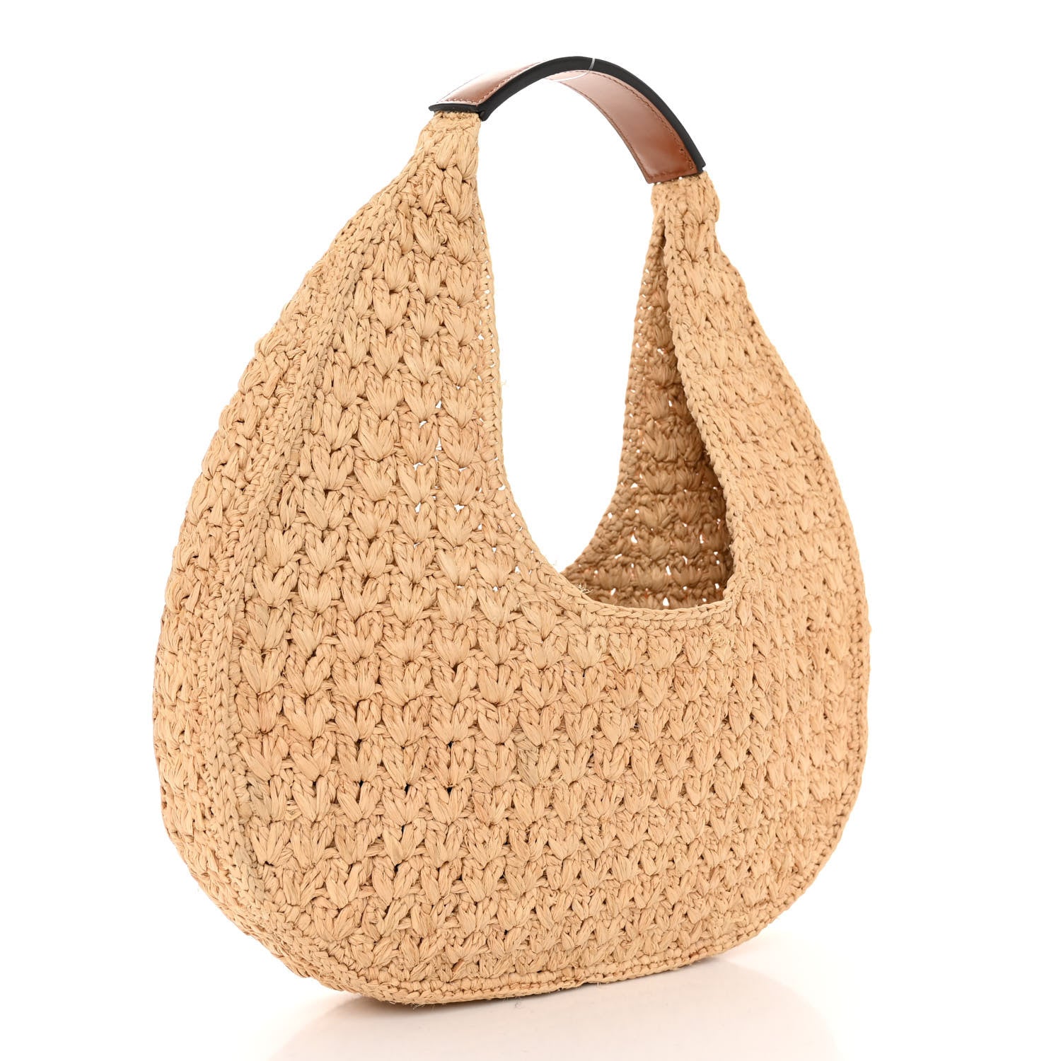 Celine Raffia Calfskin Triomphe Panier Hobo Bag Natural Tan 3 of 9
